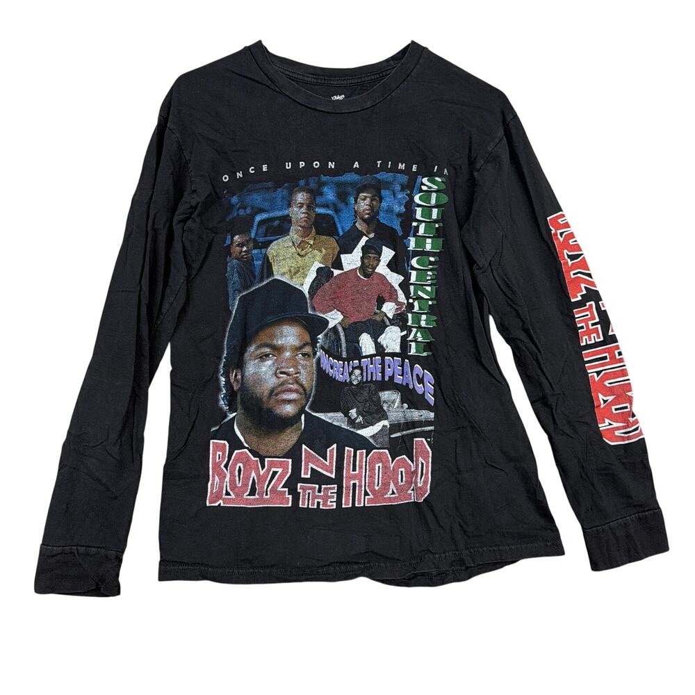 Boys N The Hood Unisex Graphic Tee Black Long Sleeve Vintage Crew Neck Medium